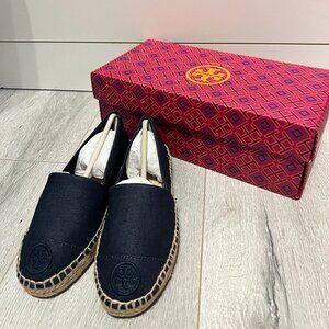 New Tory Burch Denim Flat Espadrille Slip on Shoes Denim Navy US 5